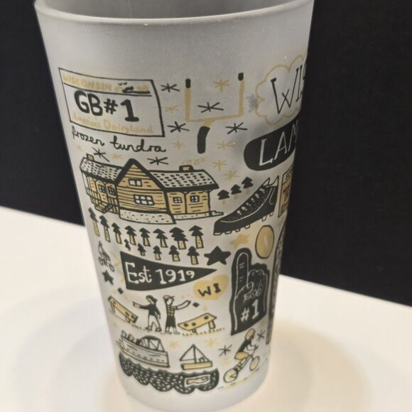 Lambeau Field Julia Gash Frosted Pint Drinking Glass Green Bay Packers Wisconsin - Picture 6 of 10
